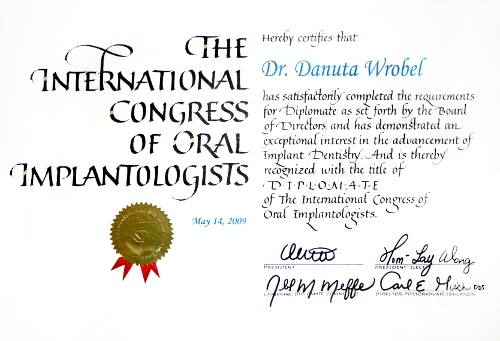 Międzynarodowy tytuł Diplomate w implantologii